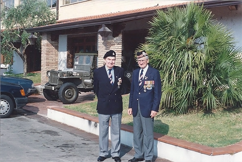 Brothers and co-founders of the Association, Eric (on the left) and Maurice Cheadle, taken during 1989 Italy pilgrimage
